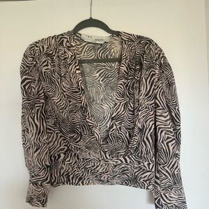 IRO Black and Cream Zebra Print Blouse